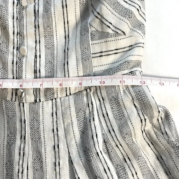 Greylin Anthropologie Striped Linen & Cotton Jumpsuit Cropped Wide Leg Zip Up S